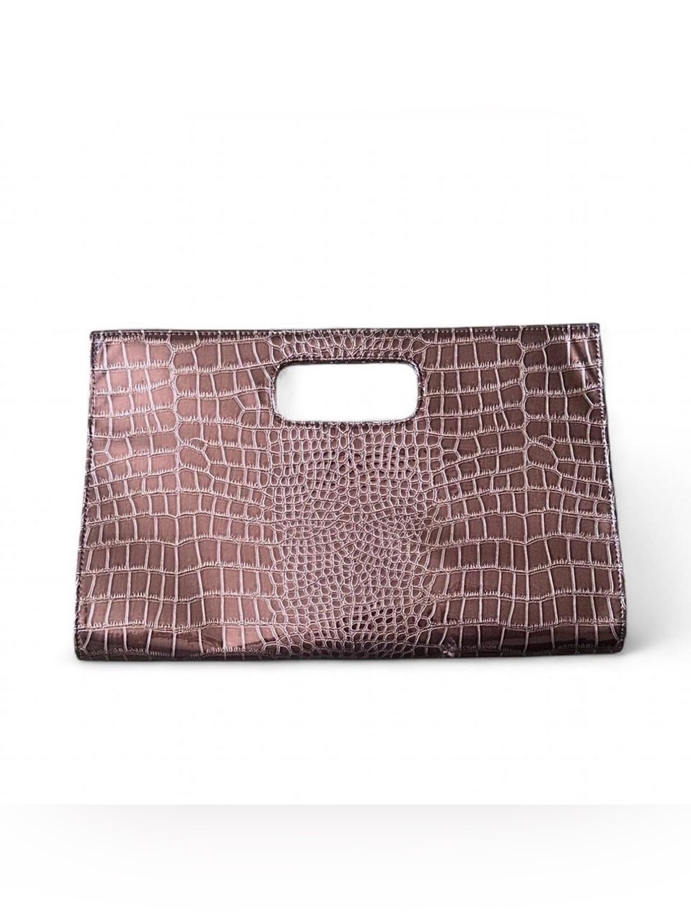 Chadwicks Metallic Black Croc-Embossed Clutch